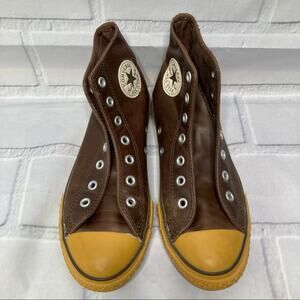 Converse Chuck Taylor All Star Brown Leather Gum Bottom Sneakers Size 3-Youth
